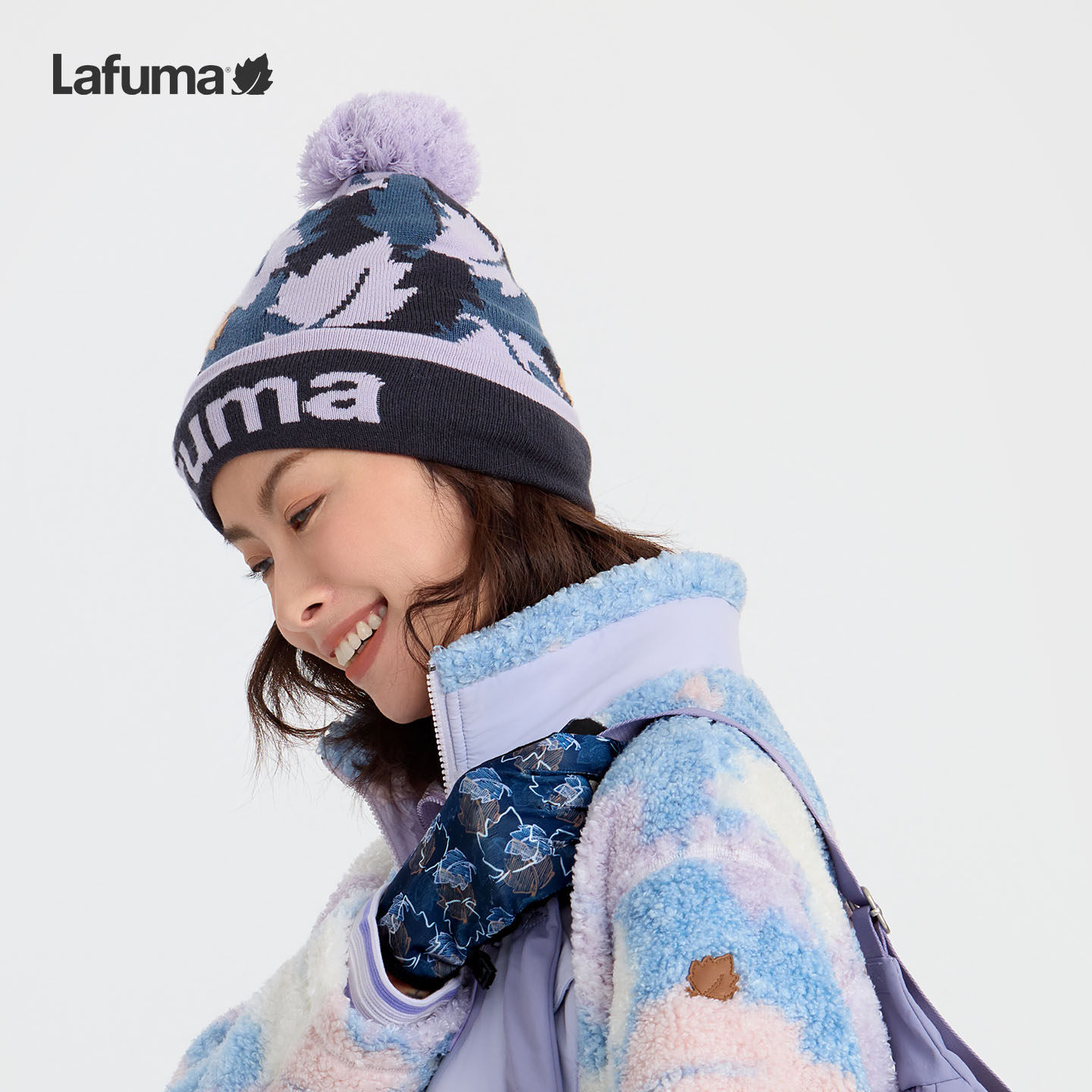 LAFUMA乐飞叶户外秋冬保暖护耳针织帽女士运动休闲纱球花色毛线帽,淘宝优惠券,粉丝福利购,淘宝优惠卷