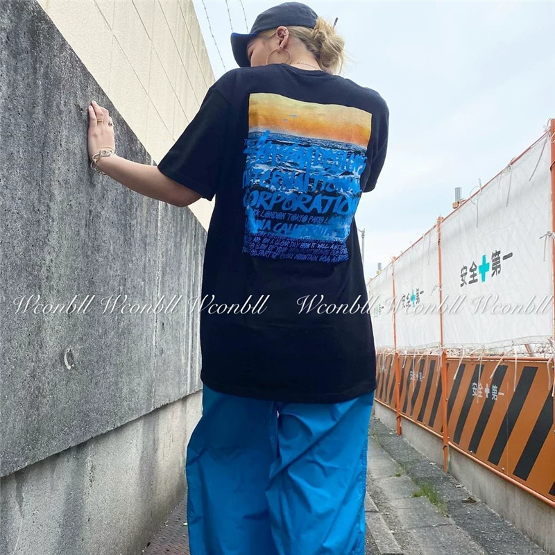 Футболка короткий рукав Spot STUSSY CLEAR Day 20SS Sunny Sea Graffiti Print мужчин и женщин пара
