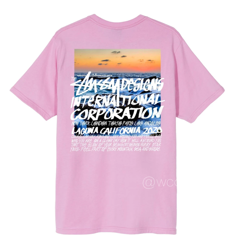 Футболка короткий рукав Spot STUSSY CLEAR Day 20SS Sunny Sea Graffiti Print мужчин и женщин пара