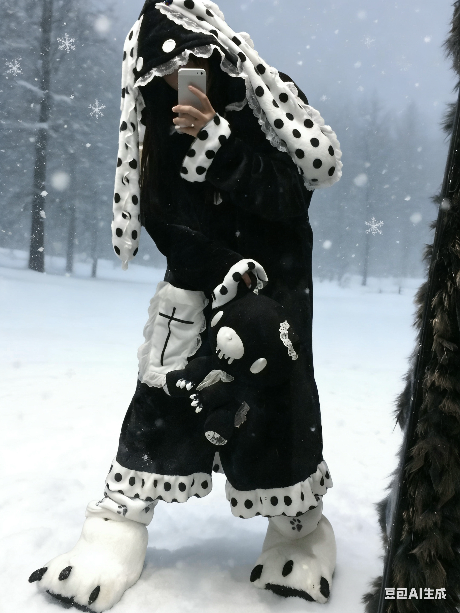 【制服派对】原创兔耳珊瑚绒冬季家居服亚文化法兰绒睡衣睡裙,淘宝优惠券,粉丝福利购,淘宝优惠卷