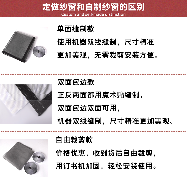 定做家用纱窗纱网自粘式磁性磁铁自装型魔术贴推拉窗户防蚊子沙窗-图2