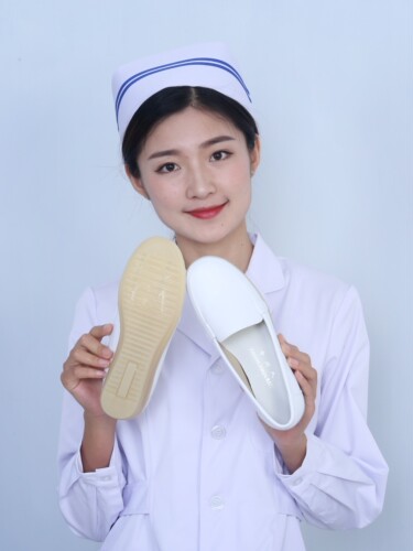 中州人护士鞋软底白色女春夏季坡跟防滑气垫单鞋牛筋底透气不累脚 - 图3