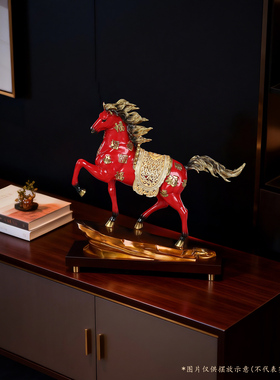 红色百福战马装饰摆件客厅书房工艺品家居玄关送礼马到成功