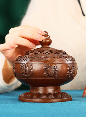 紫铜《八宝莲瓣香熏炉》香薰炉家用室内香道用品茶道盘香炉手工炉