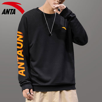 ANTA Sports Sweatshirt ເວັບໄຊທ໌ທາງການຂອງຜູ້ຊາຍ Spring 2024 New Round Neck Pullover T-Shirt Trendy Loose Casual Long Sleeve