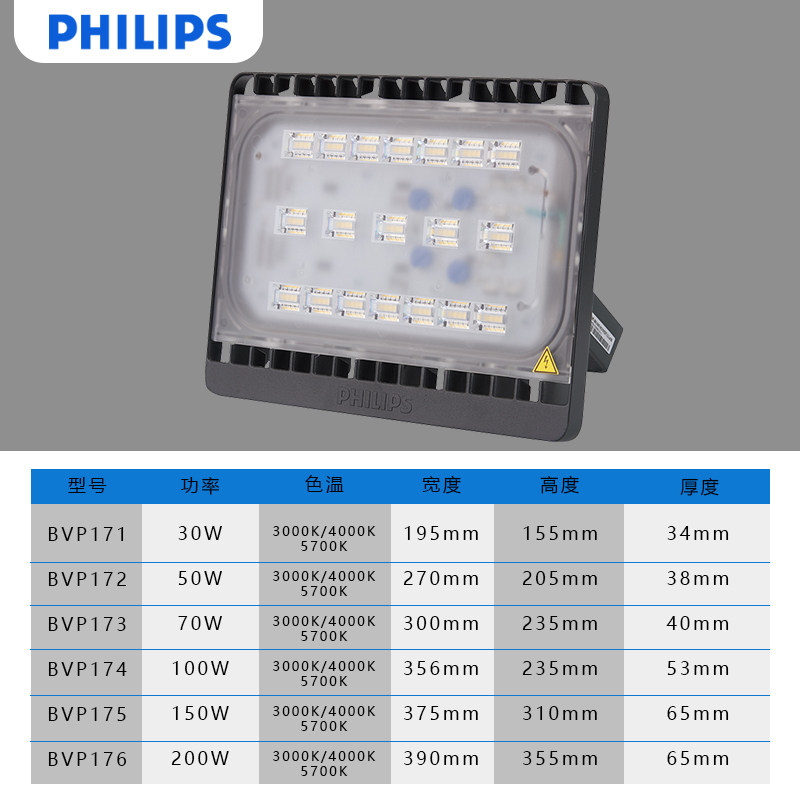 飞利浦LED投光灯BVP171防水户外灯室外泛光灯广告灯30w50w70w100w_虎窝淘