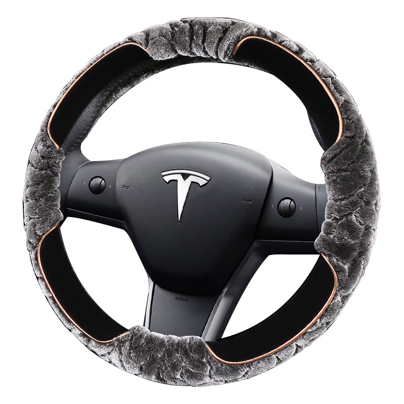 适用于2023款特斯拉方向盘套model3专用ModeY汽车把套冬季短毛绒