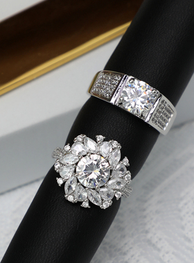 仿真对戒结婚拍照超闪奢华戒指