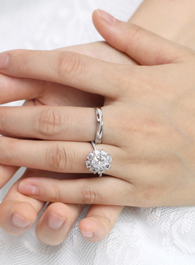 结婚仿真对戒鸽子蛋樱花钻戒活口可调戒指婚礼仪式拍照摄影用道具