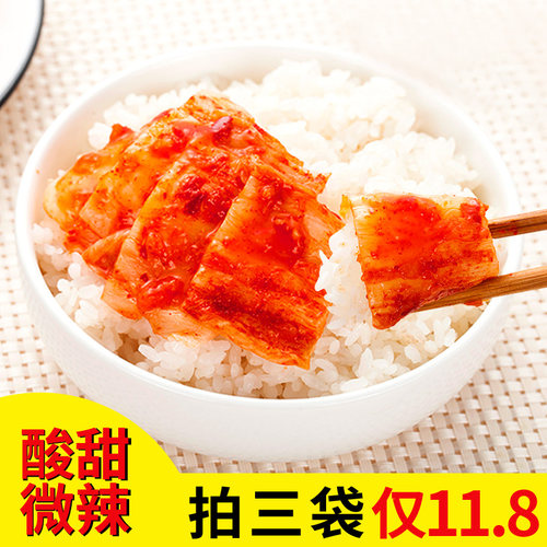 韩国风味泡菜免切袋正宗辣白菜下饭菜朝鲜族东北酸甜辣酱小咸菜 - 图0