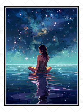 数字油画DIY动漫油彩填色填充丙烯画星湖之上客厅装饰画