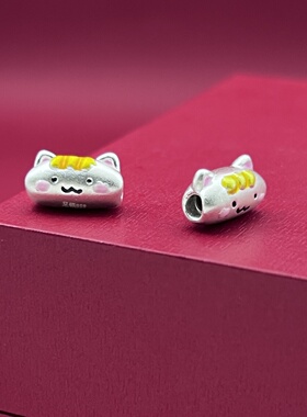 纯银隔珠3D足银999凯蒂猫珐琅彩