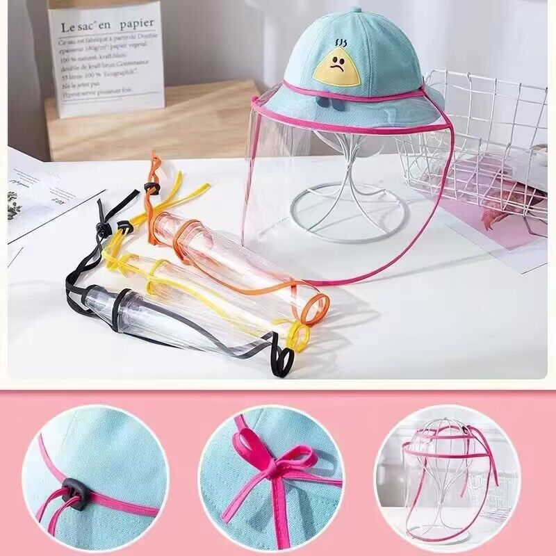 小月龄宝宝防护面罩初生婴儿外出全脸儿童可调节扣防疫防飞沫帽子 - 图0