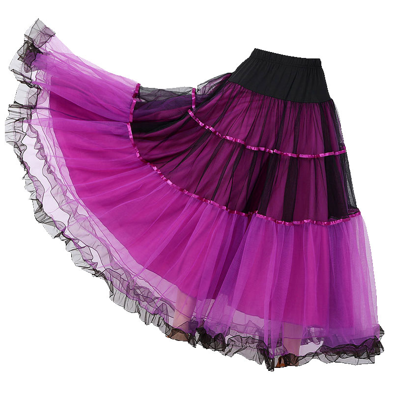 新款摩登舞裙华尔兹交谊舞裙集体表演服国标舞比赛跳舞大摆半身裙 - 图3