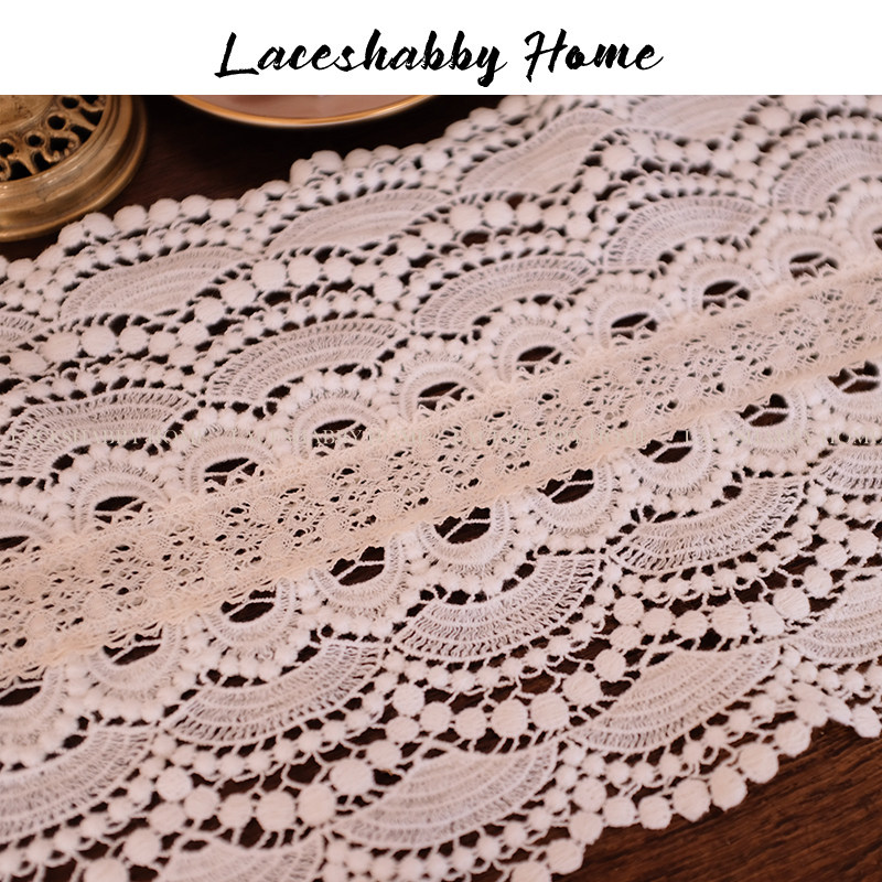 LACESHABBY新款欧式复古米色镂空钩花蝴蝶结蕾丝餐桌茶几桌旗桌布,淘宝优惠券,粉丝福利购,淘宝优惠卷