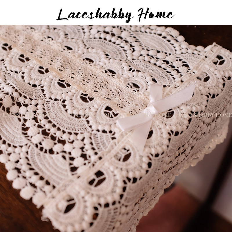 LACESHABBY新款欧式复古米色镂空钩花蝴蝶结蕾丝餐桌茶几桌旗桌布,淘宝优惠券,粉丝福利购,淘宝优惠卷