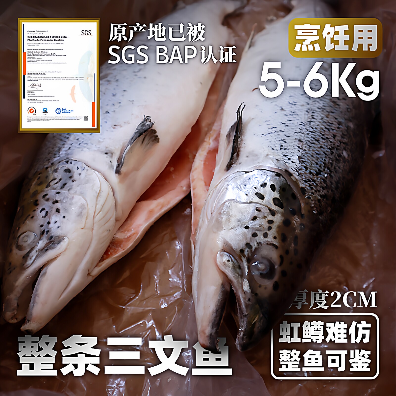 挪威三文鱼扒冷冻中段帝王鲑鱼鱼排新鲜智利一整条煎婴儿宝宝辅食