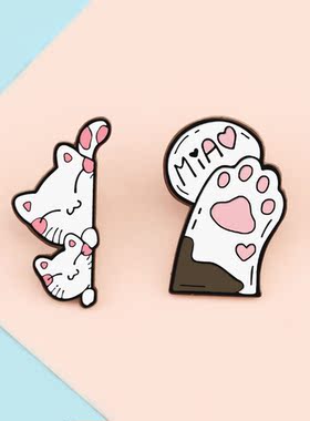 卡通合金通用粉色猫咪徽章装饰品