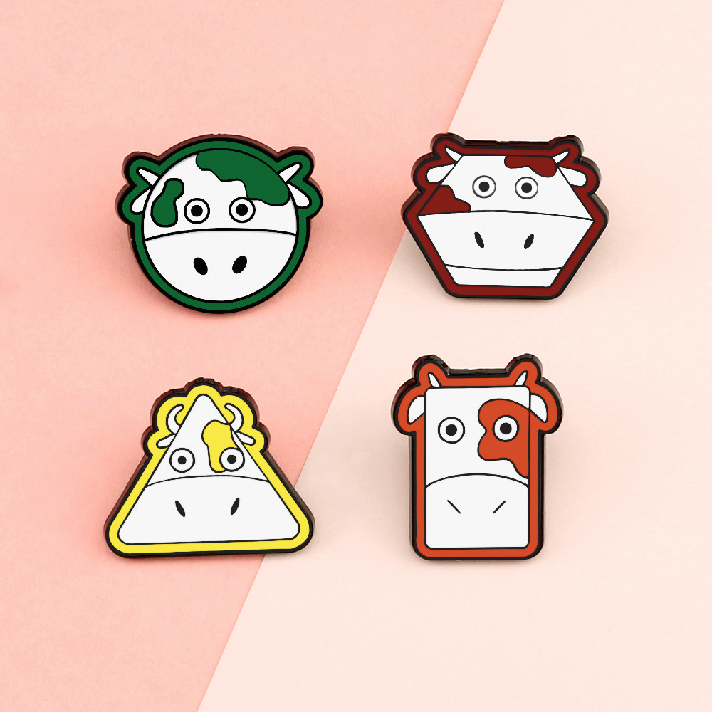 牛牛不怕困难卡通趣味可爱造型牛头徽章饰品儿童学生书包胸针装饰