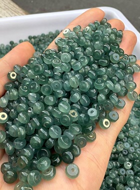 天然6mm蓝水大孔算珠玉器手工编织项链手串玉珠配件饰品