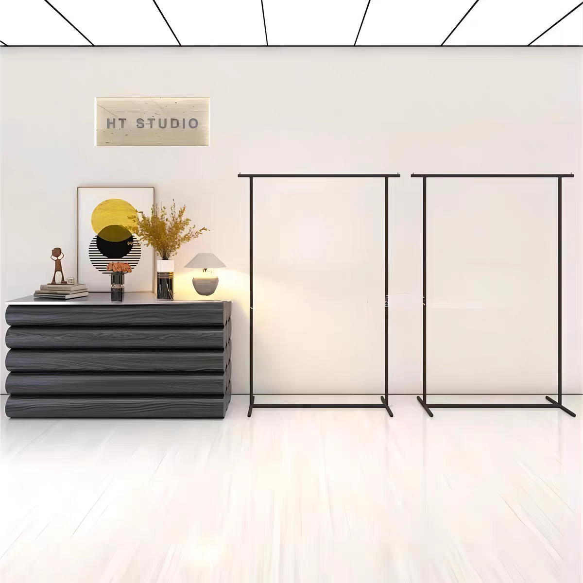 服装店落地式展示架现代简约组合挂衣架陈列架新款网红高档哑光黑 - 图3