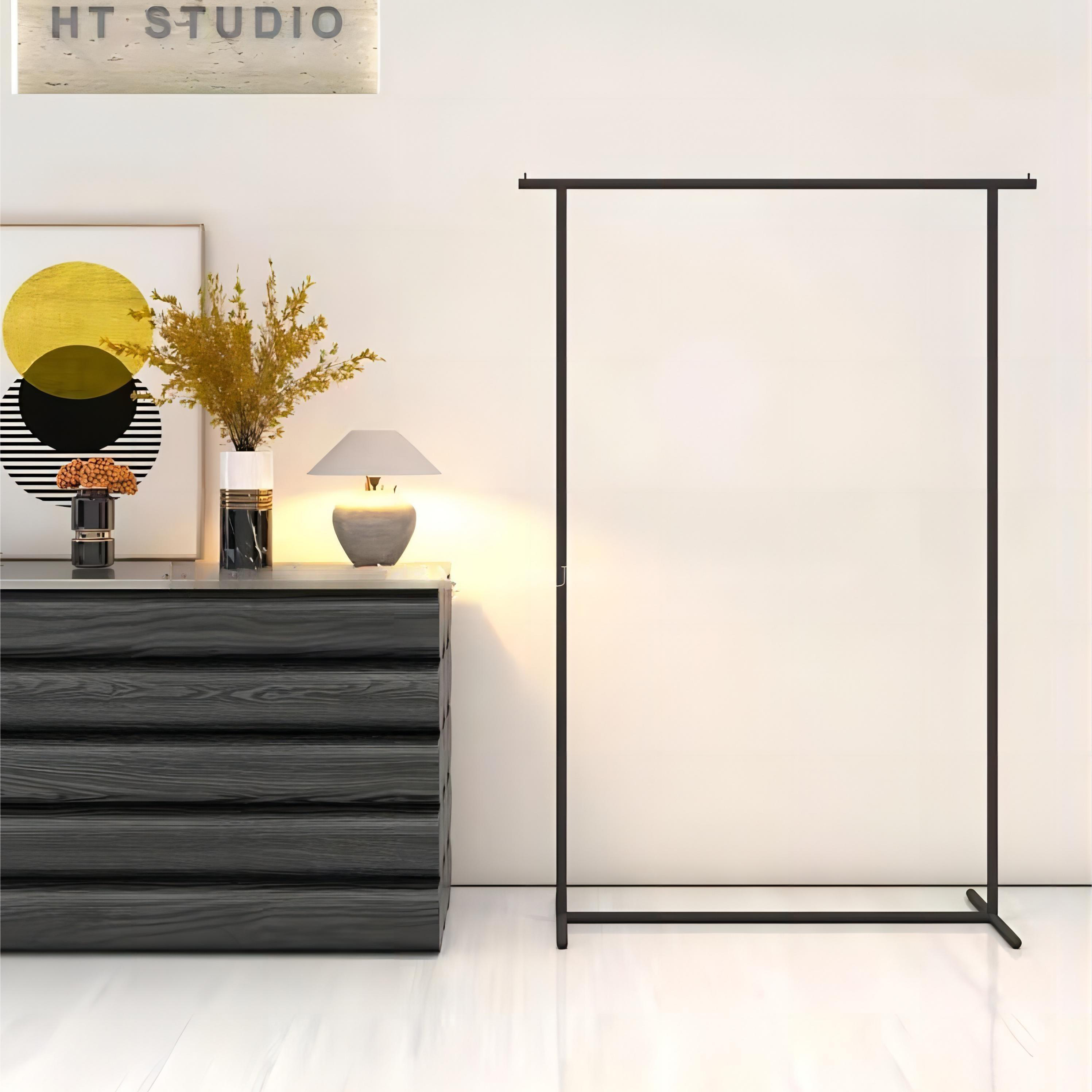 服装店落地式展示架现代简约组合挂衣架陈列架新款网红高档哑光黑 - 图0