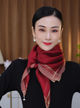2026春秋新款亮丝线磁扣围巾女时尚百搭丝巾护颈保暖方巾懒人围脖