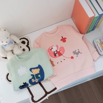 Pre-11-month fami velvet phone Little Bear embroidered bicoloured bicolor day family autumn winter baby boy clothing