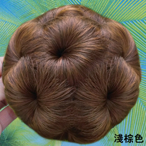 新款真人发髻发包九朵花假发圈女生盘发新娘丸子头抓爪夹式花苞头 - 图2