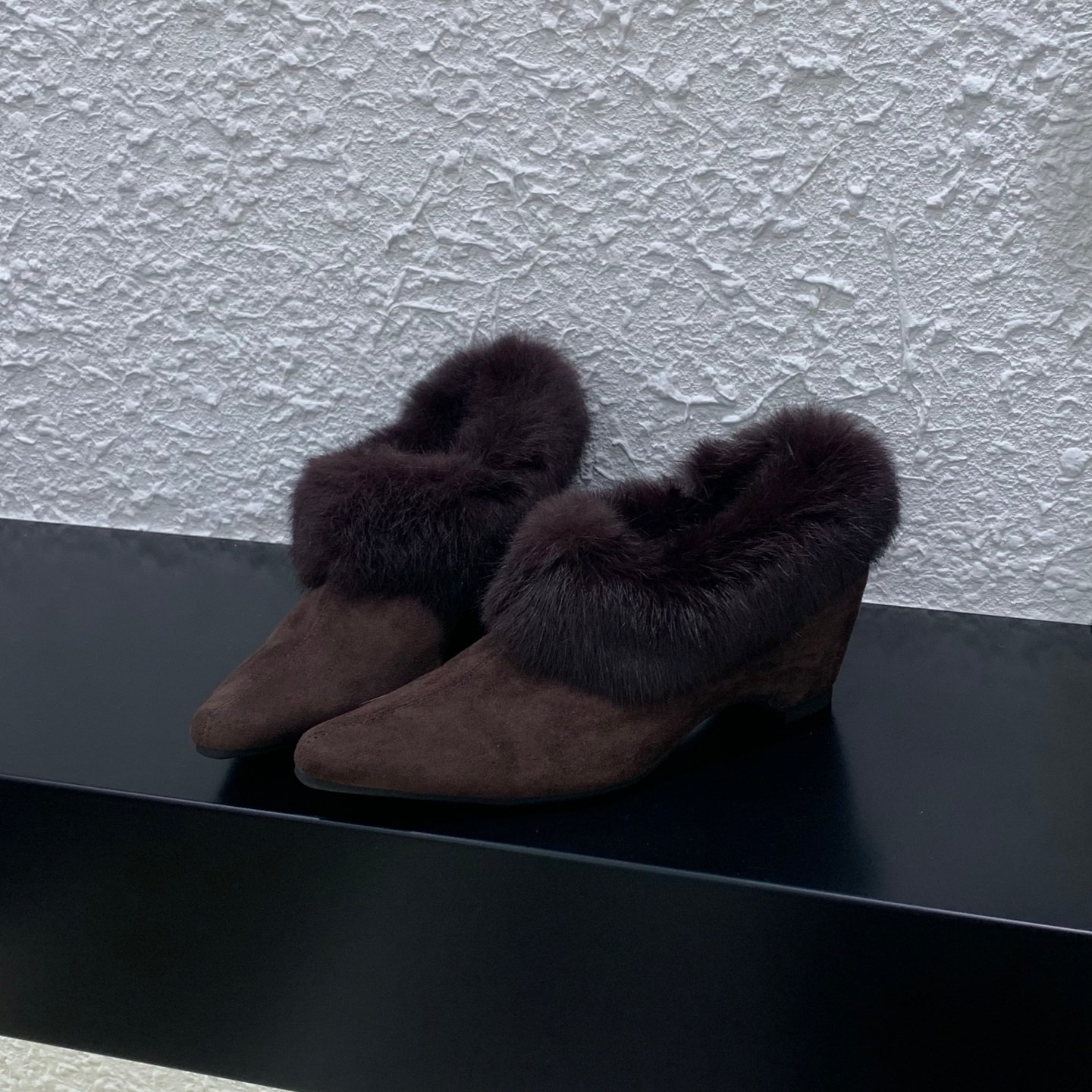 内增高6CM加绒尖头毛毛鞋勃肯棉鞋2025秋冬高跟兔毛保暖深口单鞋,淘宝优惠券,粉丝福利购,淘宝优惠卷
