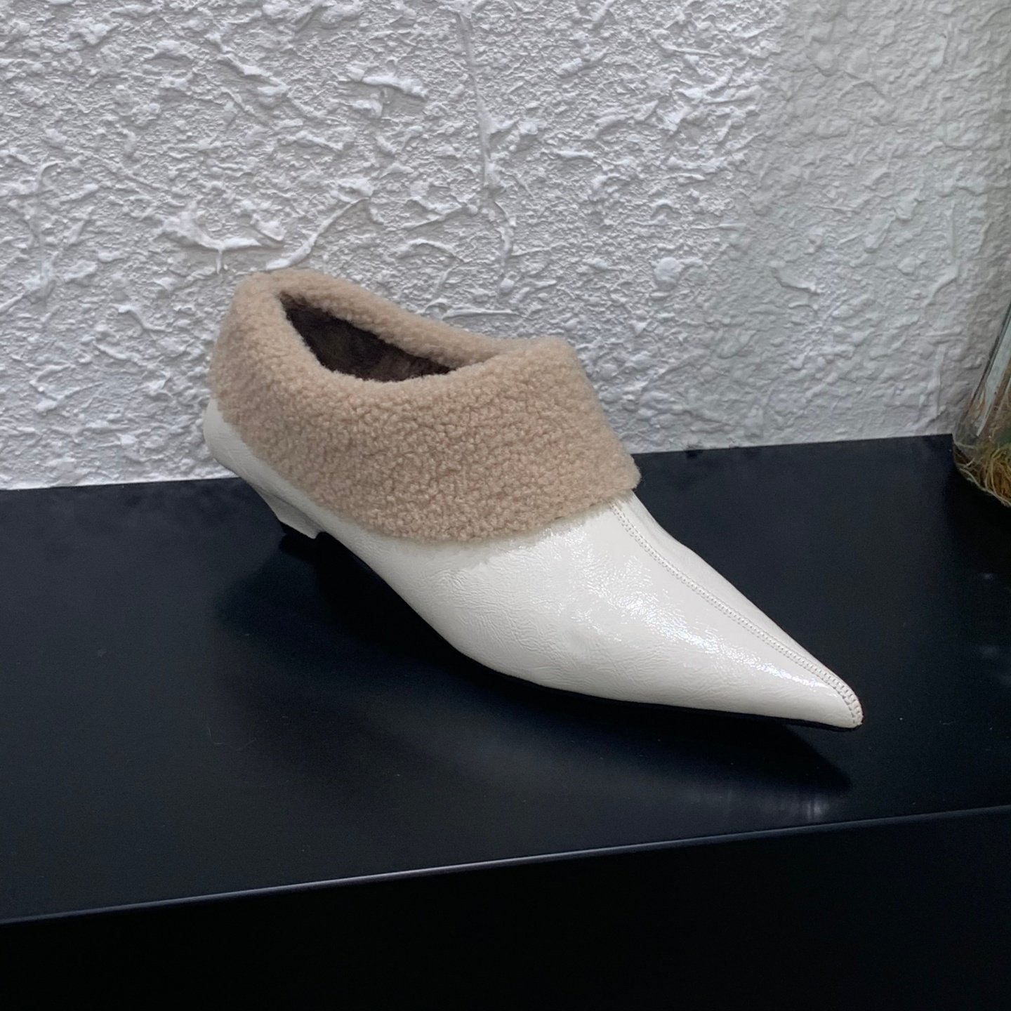 欧美风尖头拼色深口毛毛鞋女冬外穿2025年冬新款高级感一脚蹬瓢鞋,淘宝优惠券,粉丝福利购,淘宝优惠卷