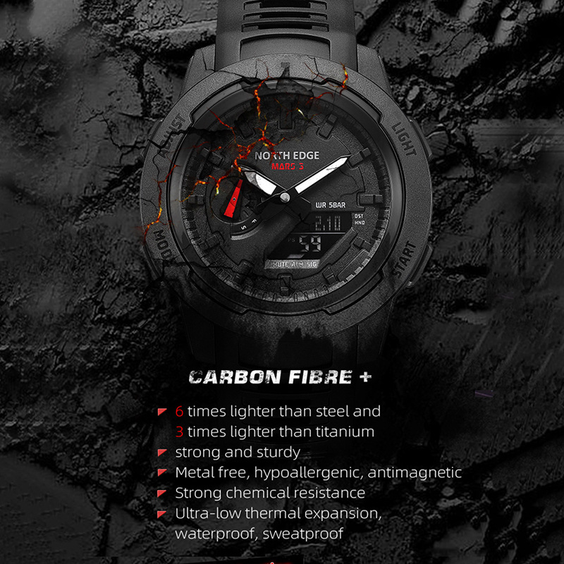 Sports watch carbon fiber waterproof student digital watch - 图1