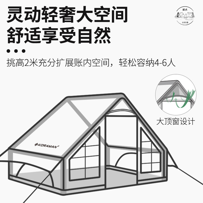 户外充气帐篷全自动充气小屋野餐防雨防晒免搭建露营装备野营帐篷-图2