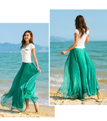 雪纺连衣裙春夏网纱裙大码两穿飘逸大摆百褶长裙广场舞裙子半身裙,淘宝优惠券,粉丝福利购,淘宝优惠卷