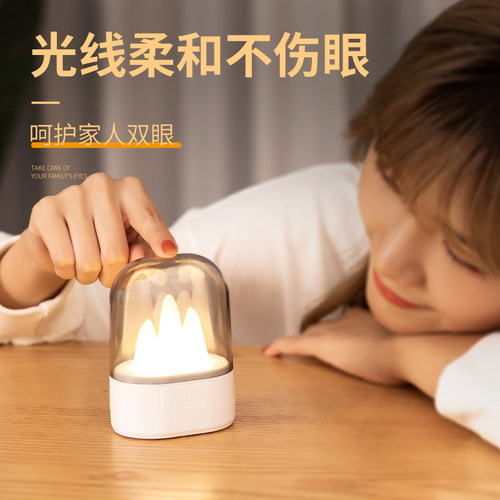 小夜灯卧室床头灯护眼台灯调光LED节能充电插电式起夜睡觉灯 - 图0