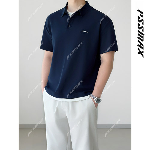 胖俗俗PSSMAX 夏季POLO衫男款2026新款老钱风翻领假两件短袖T恤男 - 图2