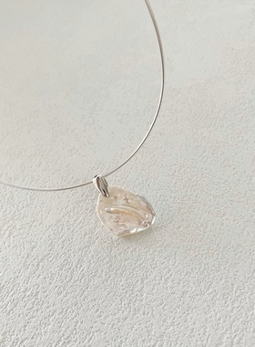 粉樱初绽-浮光拾贝天然巴洛克花瓣珍珠925纯银项圈时尚清冷气质感