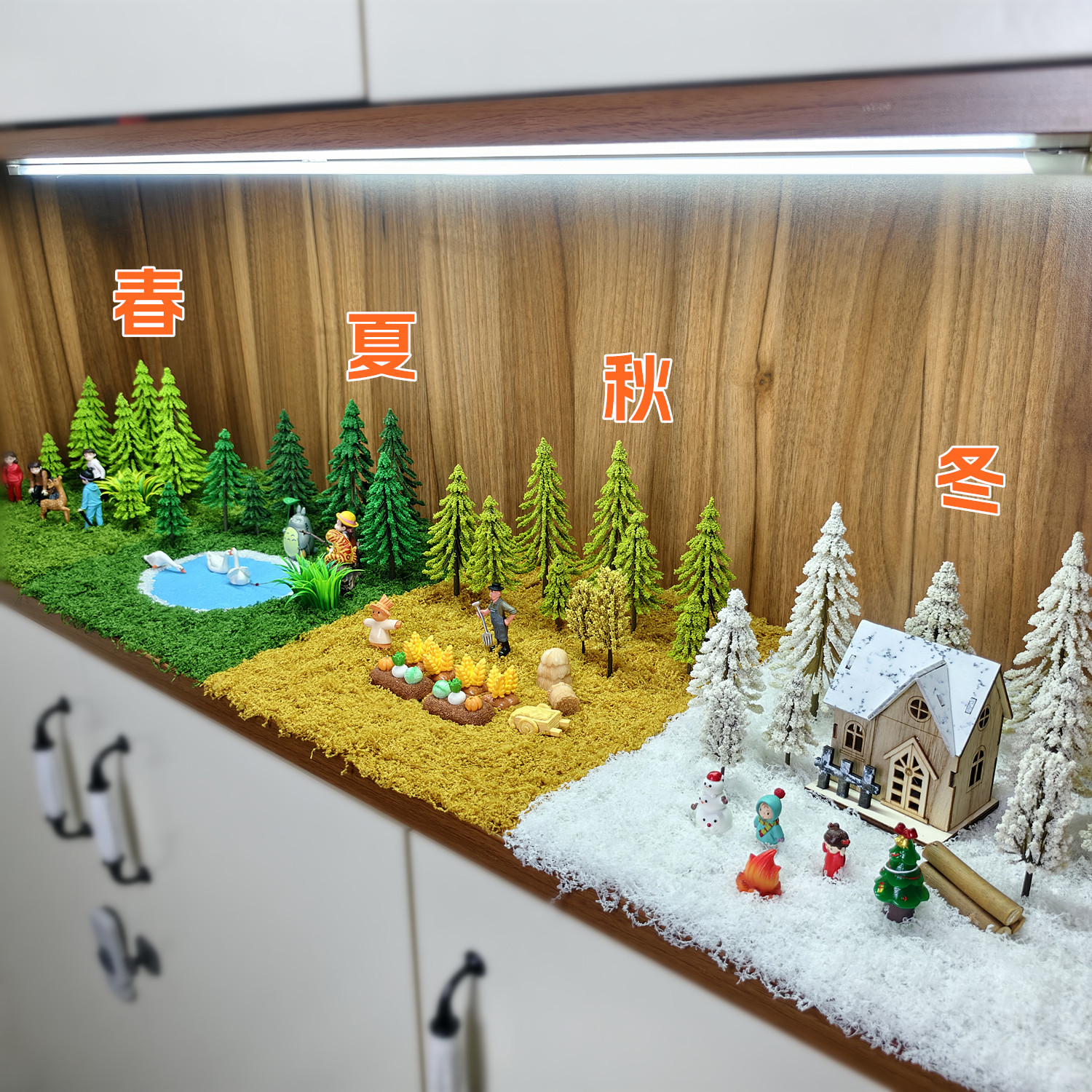四季主题微景观落雪森林农场雪景场景材料桌面展示柜创意手工造景,淘宝优惠券,粉丝福利购,淘宝优惠卷