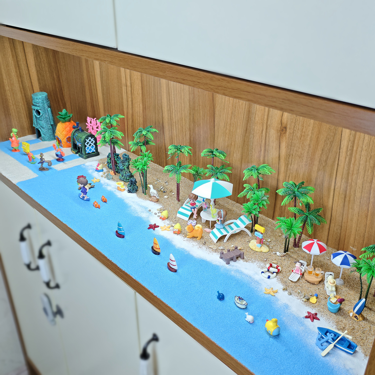 海边沙滩微景观造景材料包椰子树太阳伞装饰家居玄关柜展示盒摆件,淘宝优惠券,粉丝福利购,淘宝优惠卷