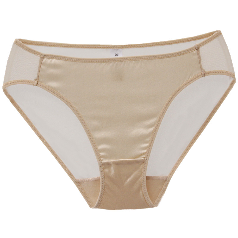 桑蚕丝内裤女士纯欲性感网纱透气素绉缎真丝包臀三角短裤无痕纯色,淘宝优惠券,粉丝福利购,淘宝优惠卷