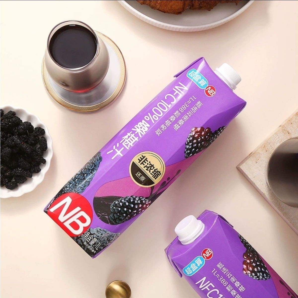 盒马代购NB100%桑葚汁1L清爽好喝NFC果汁聚会饮料瓶装果味饮品 - 图2