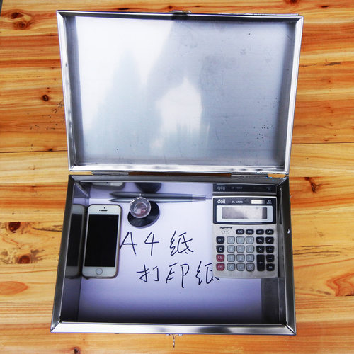 加厚铁皮钱箱铁箱箱子带锁工具不锈钢长方形铁收纳小收银的箱铁盒 - 图2