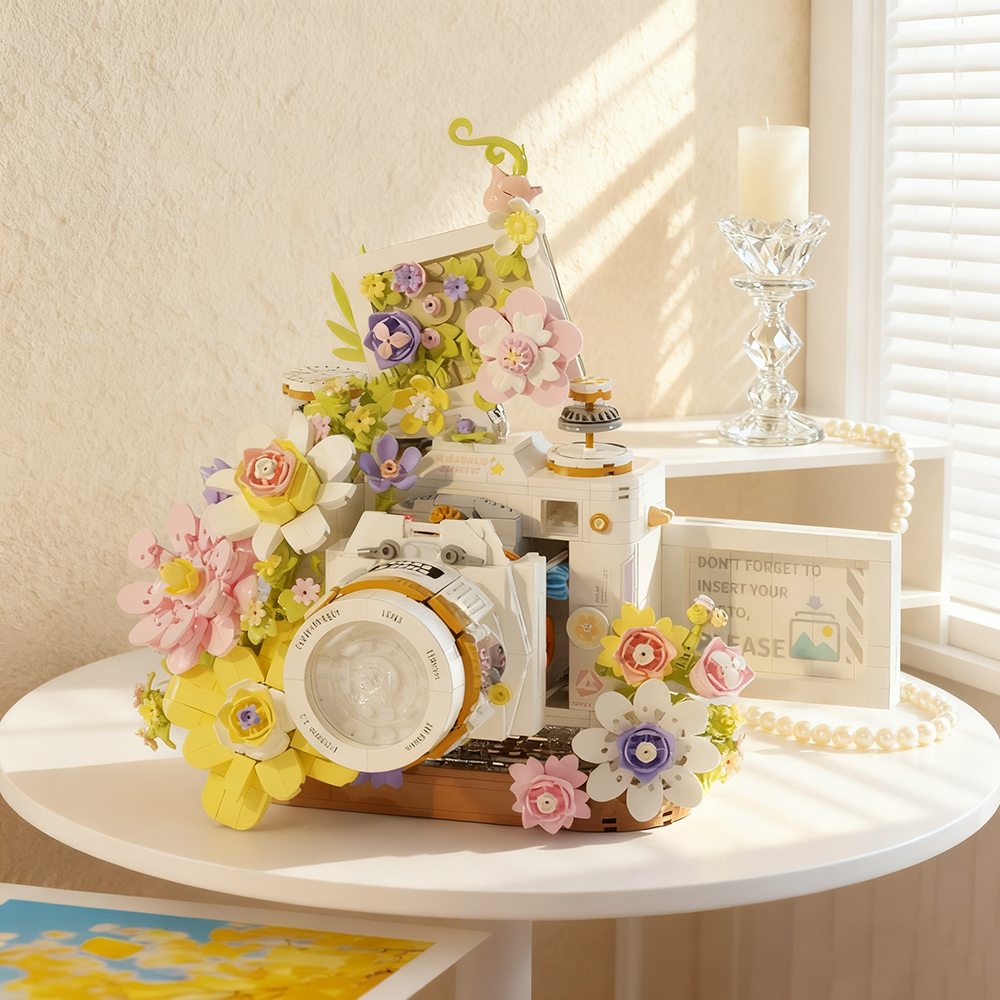 繁华复古仿真照相机积木桌面创意摆件女孩拼装高颜值玩具生日礼物,淘宝优惠券,粉丝福利购,淘宝优惠卷