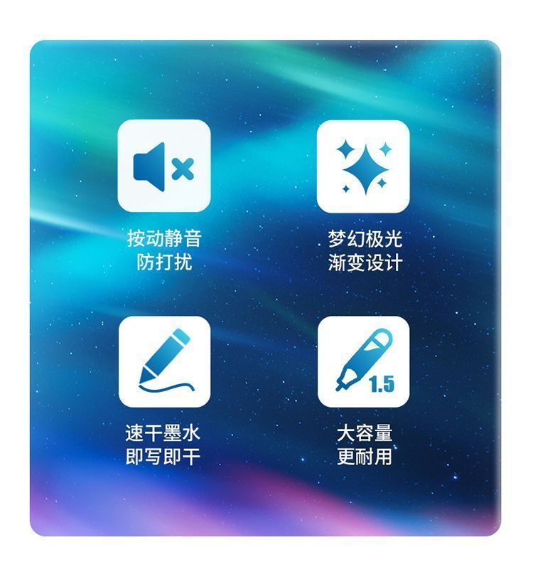 点石静音按动极光黑水笔0171速干顺滑子弹头刷题高颜值考试中性笔 - 图2