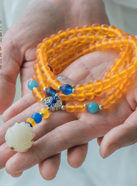 108颗黄琉璃手串多圈项链手链