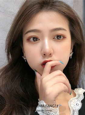 S925银针高级感锆石同心结耳钉女