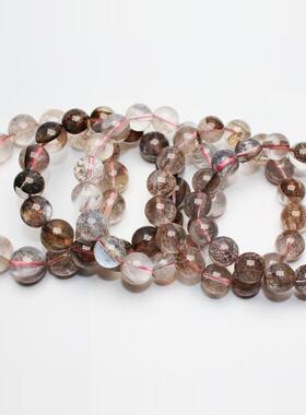 天然异象水晶 一图一物水晶小树胶花 黄铜矿水晶男女款 幽灵手链