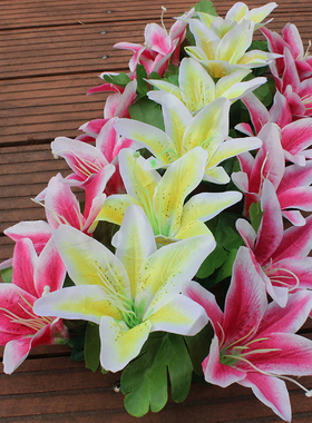 仿真百合花排白事场地装饰花排花