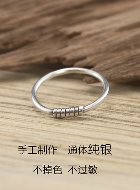 s925纯银手工极细缠绕简单戒指