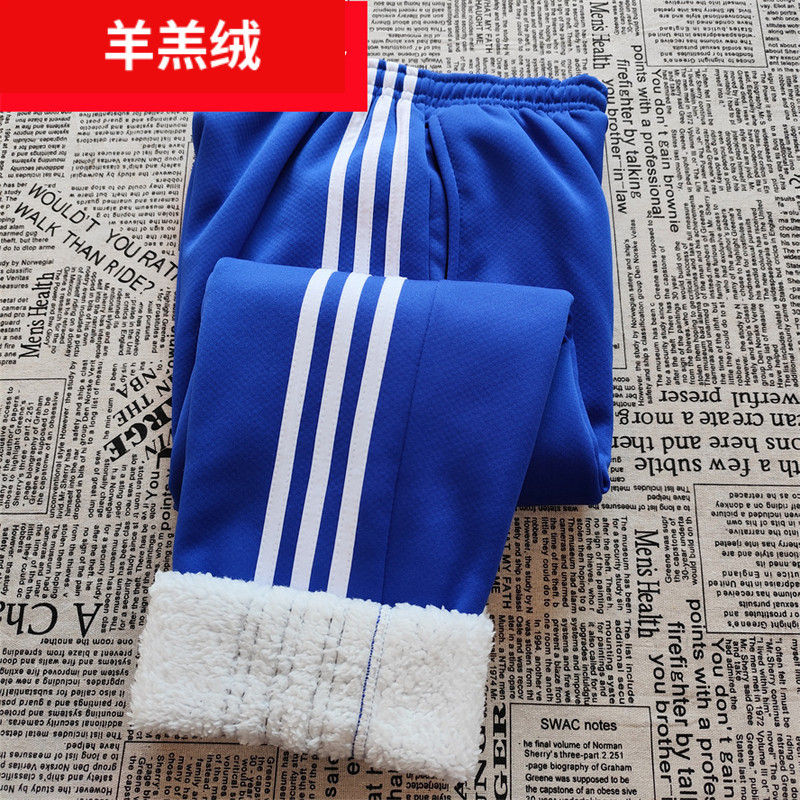 羊羔绒冬季宝蓝色校服裤子小学生初高中一二条杠两道白条加绒加厚,淘宝优惠券,粉丝福利购,淘宝优惠卷